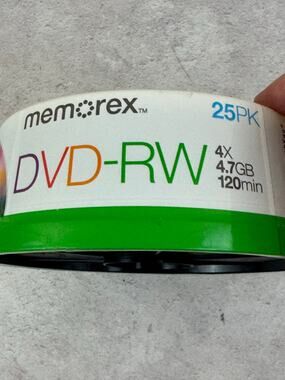 Memorex DVD-RW 25 Pack 4X / 4.7GB / 120 Min Rewritable Disc New